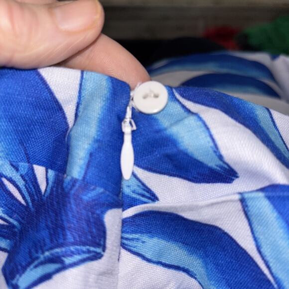 New $189 HT 360 Collective Small White Blue Banana Print Maxi Tropical Skirt - Picture 9 of 12